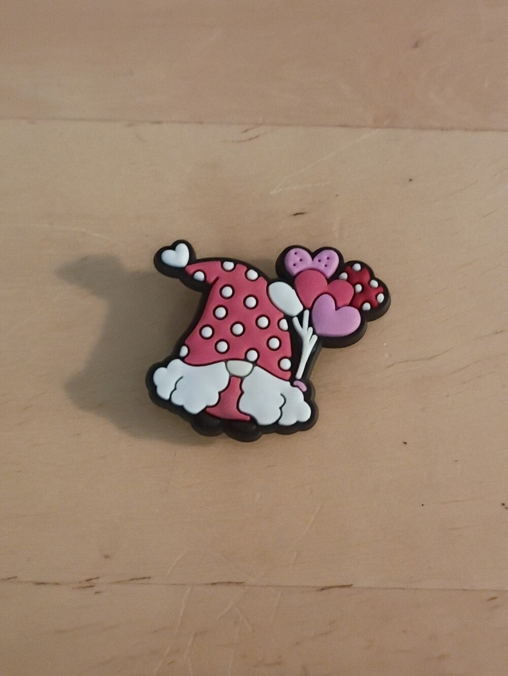 10 for $10 Jibbitz Croc Charms - Gnome w/ Pink Hat Holding Heart Balloons - New